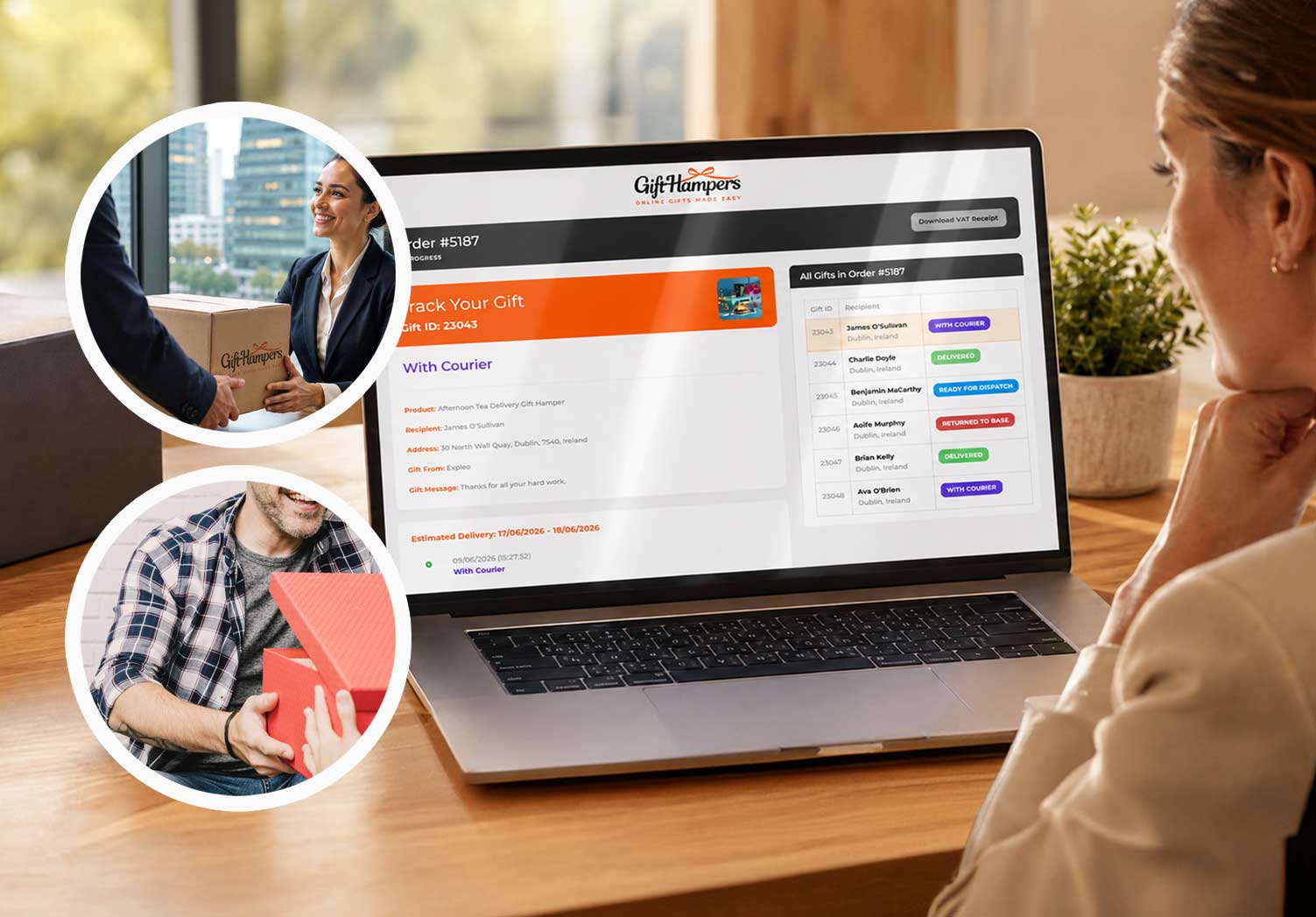 realtime tracking corporate gift hamper delivery in Portugal